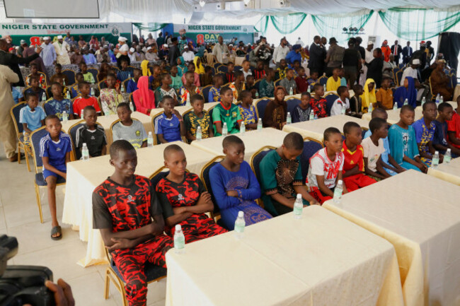 freed-students-of-the-st-marys-catholic-school-in-the-papiri-community-upon-arrival-at-the-government-house-in-minna-nigeria-monday-dec-8-2025-ap-photo