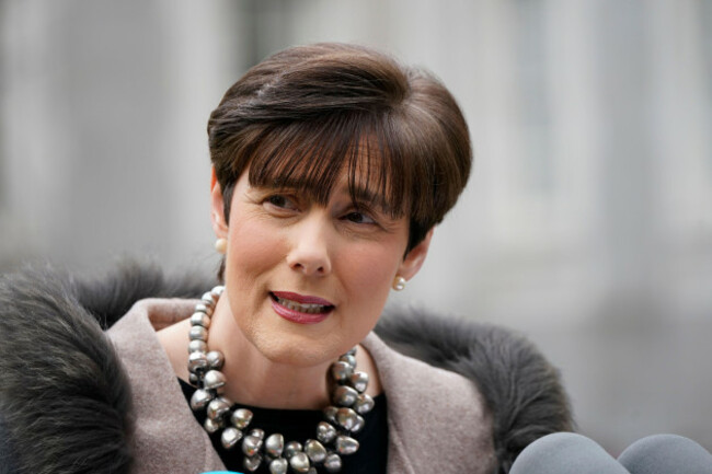 education-minister-norma-foley-speaking-to-the-media-outside-the-government-buildings-in-dublin-about-this-years-leaving-certificate-exams-amid-reports-that-she-is-planning-to-rule-out-a-hybrid-appro