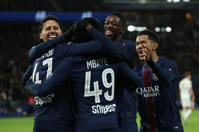 paris-frankreich-06th-dec-2025-fbl-fra-ligue1-paris-saint-germain-stade-rennes-marquinhos-paris-saint-germain-quentin-ndjantou-paris-saint-germain-ibrahim-mbaye-paris-saint-germain-ousm