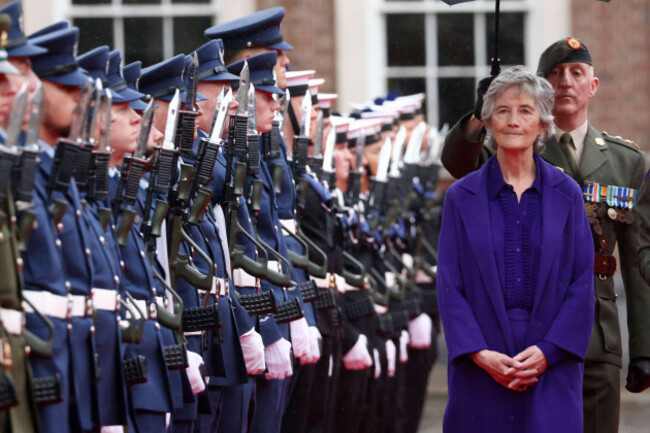 irelands-new-elected-president-catherine-connolly-reviews-the-guard-of-honour-during-the-inauguration-ceremony-in-dublin-tuesday-nov-11-2025-ap-photopeter-morrison