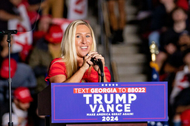 marjorie-taylor-greene-speaks-before-former-president-and-2024-republican-presidential-nominee-attends-a-rally-at-the-mccamish-pavilion-on-the-campus