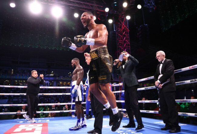 caoimhin-agyarko-celebrates-victory-against-ishmael-davis-following-the-super-welter-weight-bout-at-the-sse-arena-belfast-picture-date-saturday-september-13-2025