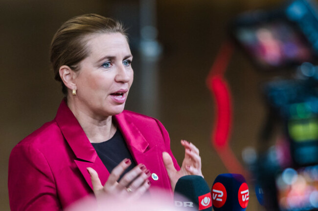 brussels-belgium-23th-october-2025-danish-prime-minister-mette-frederiksen-speaks-to-the-media-before-the-start-of-the-eu-meeting-in-the-eu-council-headquarters-eu-leaders-are-meeting-in-brusse