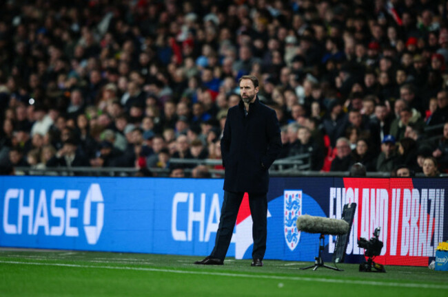london-uk-23rd-mar-2024-england-manager-gareth-southgate-looks-on-during-the-international-football-friendly-match-between-england-and-brazil-at-wembley-stadiumcredit-craig-mercer-alamy-live