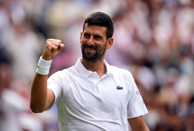 novak-djokovic-celebrates-his-victory-over-alex-de-minaur-following-their-gentlemens-singles-match-on-day-eight-of-the-2025-wimbledon-championships-at-the-all-england-lawn-tennis-and-croquet-club-lo
