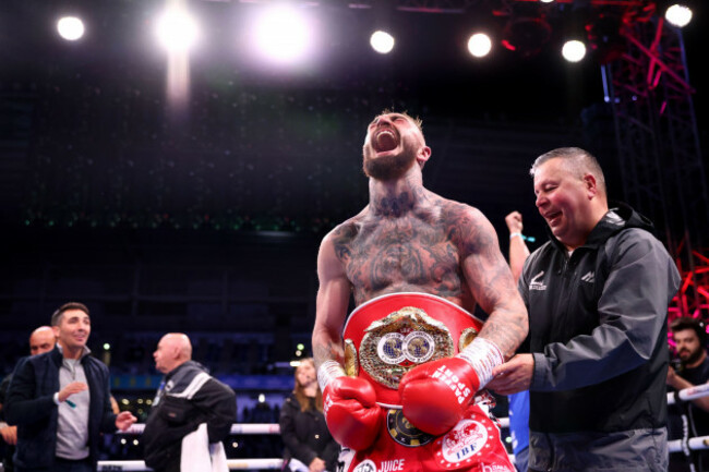 lewis-crocker-celebrates-victory-against-paddy-donovan-not-pictured-following-the-ibf-world-welter-bout-at-the-sse-arena-belfast-picture-date-saturday-september-13-2025