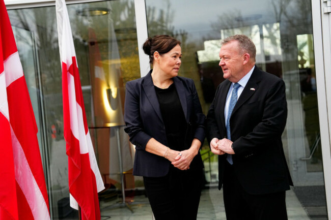 denmarks-foreign-minister-lars-loekke-rasmussen-right-and-greenlands-minister-for-foreign-affairs-vivian-motzfeldt-left-prepare-at-the-danish-embassy-for-the-meeting-with-the-american-vice-pres
