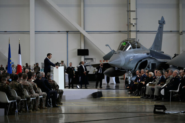 french-president-emmanuel-macron-delivers-a-speech-as-he-visits-the-istres-military-air-force-base-southern-france-thursday-jan-15-2026-ap-photophilippe-magoni-pool