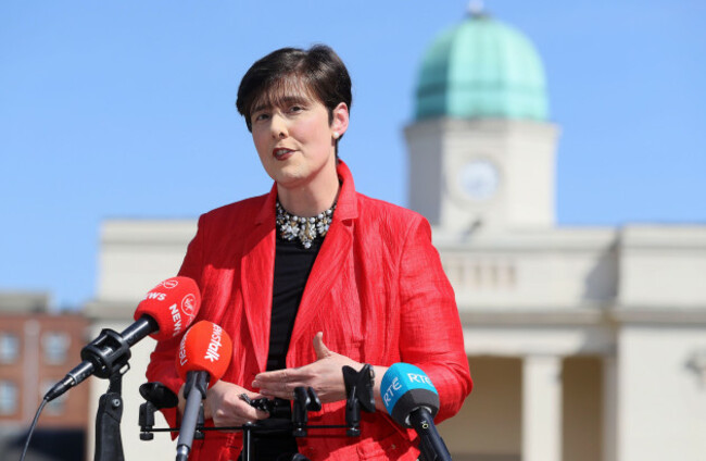 education-minister-norma-foley-arrives-for-a-press-conference-at-the-department-of-education-dublin-during-the-launch-of-a-logo-design-competition-for-students-to-represent-blast-bringing-live-art
