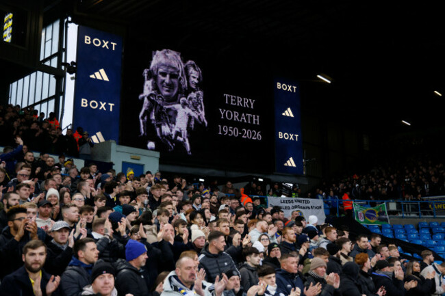 leeds-fans-applause-for-former-leeds-united-player-terry-yorath-who-passed-away-on-january-7-aged-75-after-a-short-illness-ahead-of-the-premier-league-match-at-elland-road-leeds-picture-date-s
