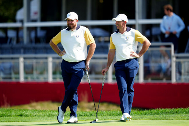 rory-mcilroy-and-shane-lowry-of-team-europe-during-a-practice-round-at-the-bethpage-black-course-farmingdale-new-york-ahead-of-the-2025-ryder-cup-starting-on-friday-picture-date-tuesday-september