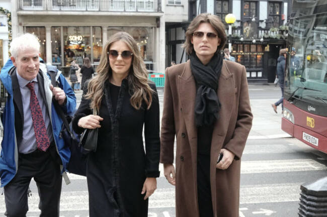 elizabeth-hurley-centre-and-her-son-damian-hurley-right-arrive-at-the-royal-courts-of-justice-central-london-for-the-trial-over-allegations-of-unlawful-information-gathering-brought-against-asso