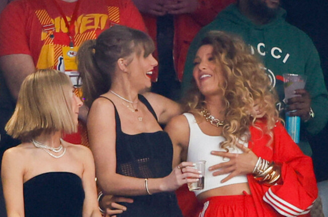 las-vegas-united-states-11th-feb-2024-entertainer-taylor-swift-reacts-from-the-stands-as-she-joins-actress-blake-lively-during-super-bowl-lviii-at-allegiant-stadium-in-las-vegas-nevada-on-sunday