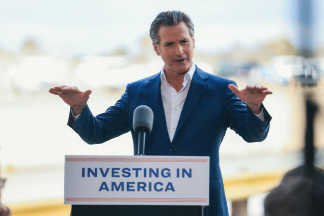 california-usa-april-04-2024-governor-of-california-gavin-newson-speaking-at-a-public-event-by-bureau-of-reclamation