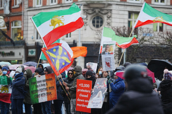 people-take-part-in-a-protest-on-oconnell-street-in-dublin-calling-for-a-regime-change-in-iran-picture-date-saturday-january-24-2026