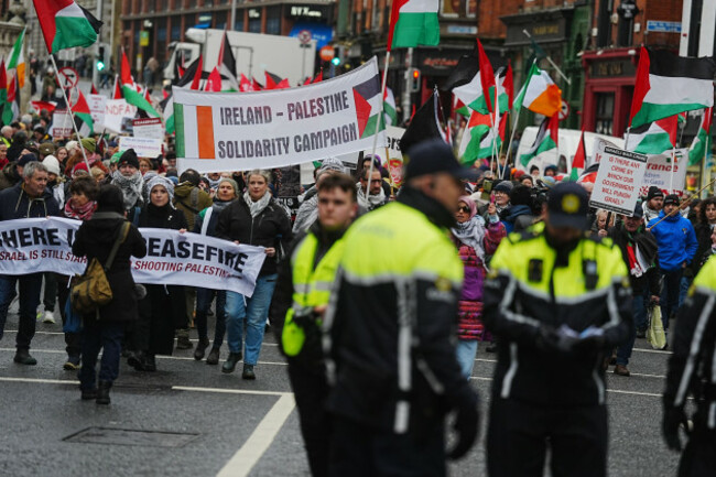 members-of-the-dublin-branch-of-the-ireland-palestine-solidarity-campaign-ipsc-take-part-in-a-march-through-the-city-to-demand-urgent-government-action-and-sanctions-against-israel-picture-date-sa