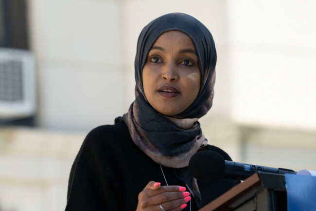jersey-city-united-states-20th-sep-2025-democratic-rep-ilhan-omar-mn-5-speaks-during-the-rally-jersey-city-mayoral-candidate-mussab-ali-joined-by-democratic-rep-ilhan-omar-mn-5-holds-a-r