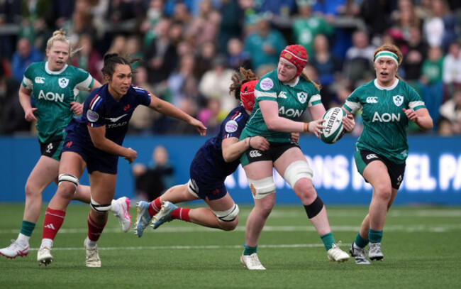 irelands-aoife-wafer-is-tackled-by-frances-charlotte-escudero-during-the-guinness-womens-six-nations-match-at-the-kingspan-stadium-belfast-picture-date-saturday-march-22-2025