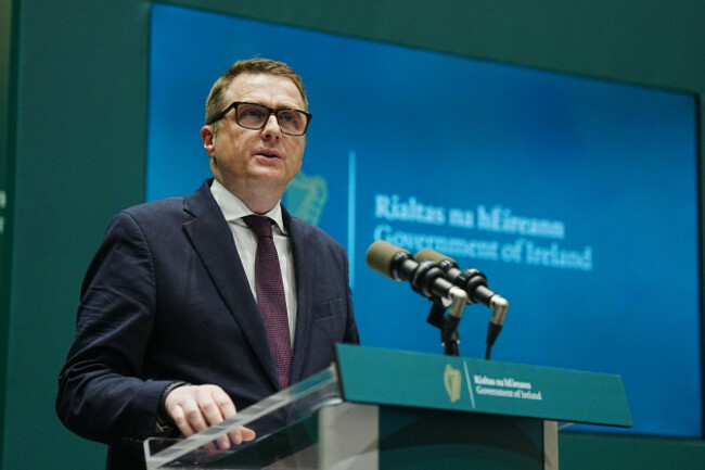 minister-for-housing-local-government-and-heritage-james-browne-speaking-to-the-media-at-a-press-conference-on-the-housing-infrastructure-investment-fund-at-the-government-buildings-in-dublin-pictu