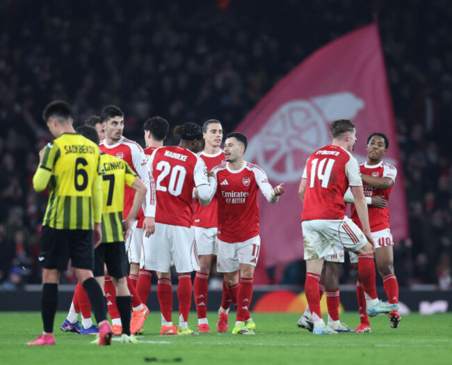 london-uk-28th-jan-2026-arsenal-players-celebrate-their-third-goal-during-the-arsenal-vs-kairat-almaty-uefa-champions-league-match-at-the-emirates-stadium-london-picture-credit-should-read-davi