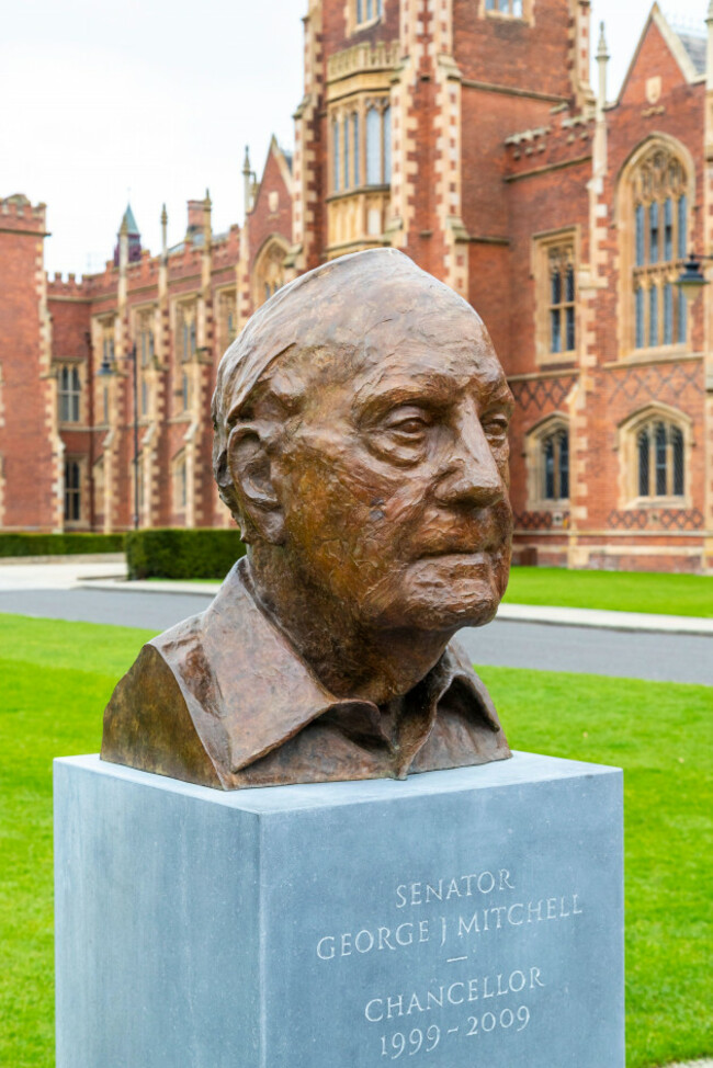 former-us-senator-george-mitchell-statue-outside-queens-university-belfast