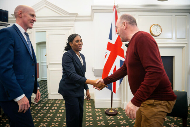 former-bus-driver-mark-hehir-right-meets-conservative-party-leader-kemi-badenoch-alongside-shadow-minister-for-justice-kieran-mullan-left-in-the-house-of-commons-london-mr-hehir-was-sacked-after