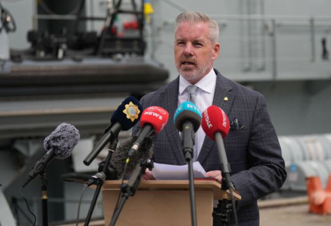 david-caunter-director-of-organized-and-emerging-crime-at-interpol-during-a-briefing-at-haulbowline-naval-base-cork-in-relation-to-the-157-million-euros-cocaine-haul-on-the-mv-matthew-eight-men-ha