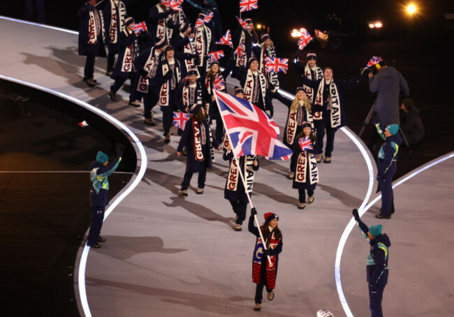 great-britains-flagbearer-lilah-fear-leads-the-team-to-the-stage-during-opening-ceremony-for-the-milano-cortina-2026-winter-olympics-at-the-san-siro-in-milan-italy-picture-date-friday-february-6