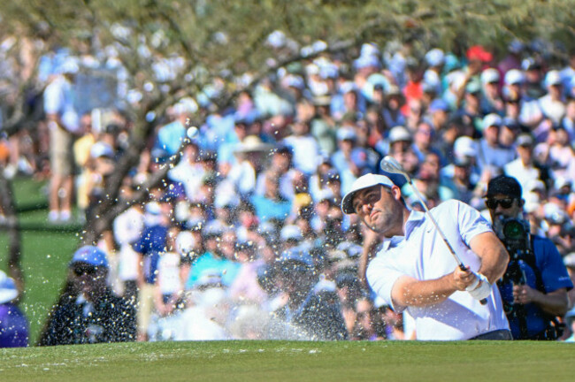 scottsdale-az-february-06-scottie-scheffler-usahits-from-the-trap-on-2-during-the-second-round-of-the-waste-management-phoenix-open-on-february-6-2026-at-tpc-scottsdale-scottsdale-arizona