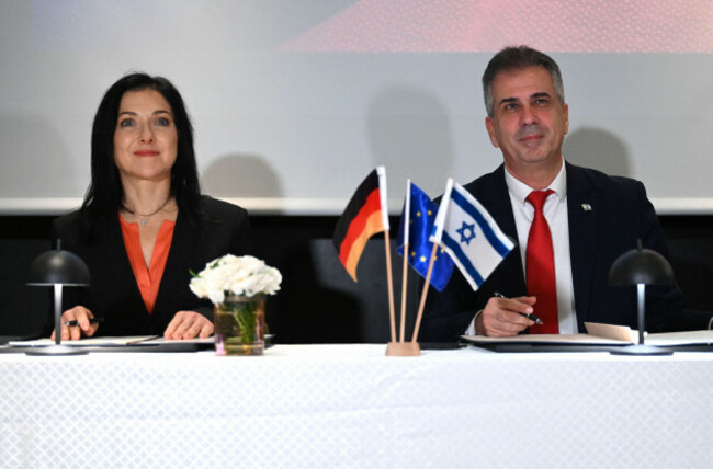 16-december-2025-israel-tel-aviv-katherina-reiche-cdu-federal-minister-for-economic-affairs-and-energy-and-eli-cohen-minister-for-energy-and-infrastructure-sign-the-work-program-of-the-german