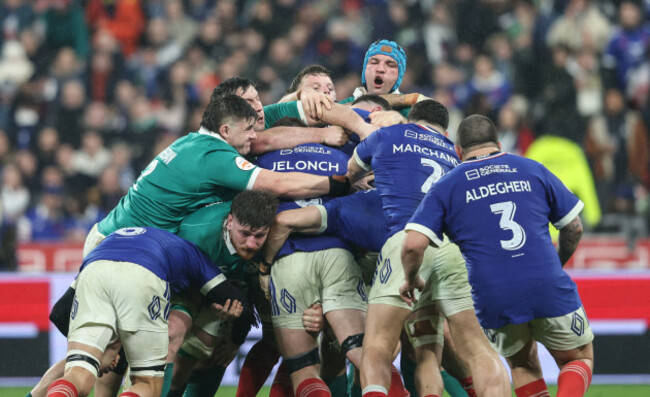 a-view-of-dan-sheehan-joe-mccarthy-thomas-clarkson-cian-prendergast-and-tadhg-beirne-during-a-maul