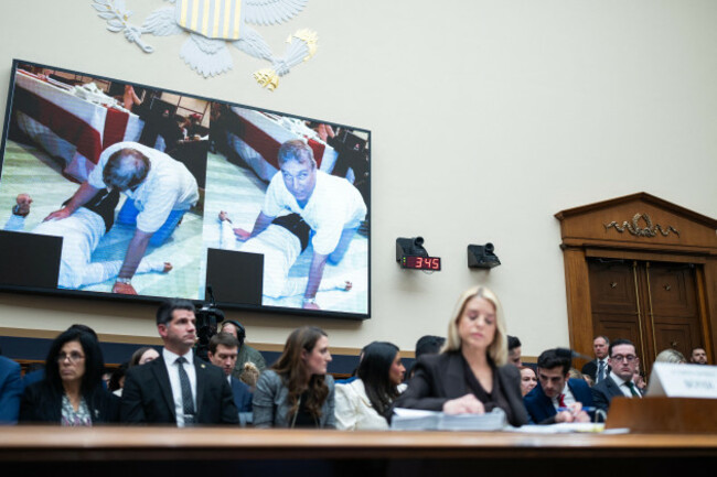 washington-united-states-11th-feb-2026-united-states-february-11-pictures-of-the-former-prince-andrew-from-the-jeffrey-epstein-files-are-displayed-as-attorney-general-pam-bondi-testifies-durin