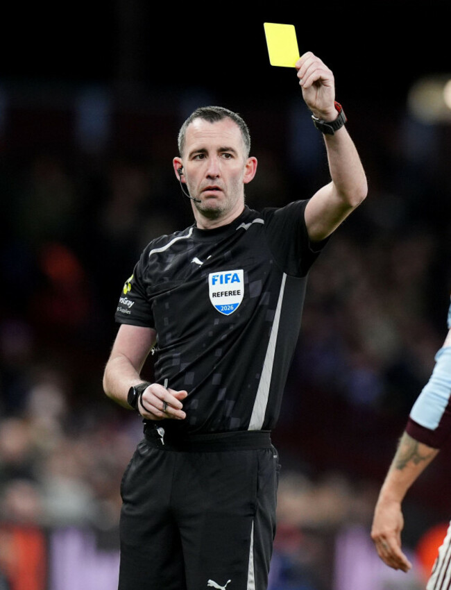referee-christopher-kavanagh-shows-a-yellow-card-during-the-emirates-fa-cup-fourth-round-match-at-villa-park-birmingham-picture-date-saturday-february-14-2026