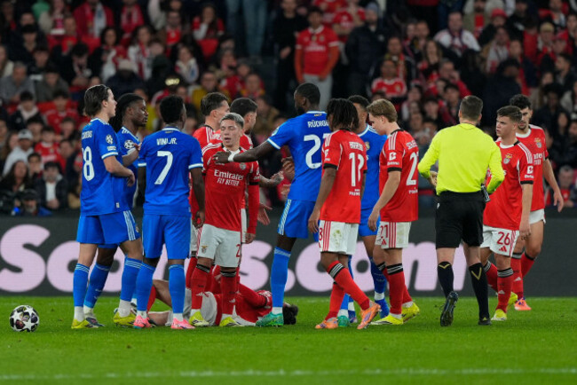 lisbon-portugal-17th-feb-2026-alvaro-carreras-of-real-madrid-cf-l-eduardo-camavinga-of-real-madrid-cf-l-vinicius-junior-of-real-madrid-cf-l-gianluca-prestianni-of-sl-benfica-l-antonio