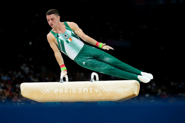 file-photo-dated-270724-of-irelands-rhys-mcclenaghan-on-the-pommel-horse-during-the-artistic-gymnastics-mens-qualification-at-the-bercy-arena-on-the-first-day-of-the-2024-paris-olympic-games-in-f