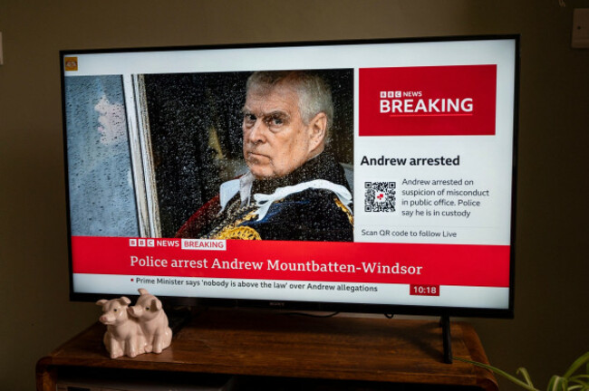 uk-19th-february-2026-andrew-mountbatten-windsor-has-been-arrested-by-police-from-his-home-in-norfolk-on-suspicion-of-misconduct-in-public-office-maggie-sully-alamy-live-news