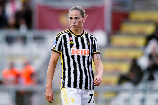rome-italy-15th-apr-2024-sara-bjork-gunnarsdottir-of-juventus-fc-looks-on-during-the-women-serie-a-playoffs-match-between-as-roma-and-juventus-fc-at-stadio-tre-fontane-on-april-15-2024-in-roma-i