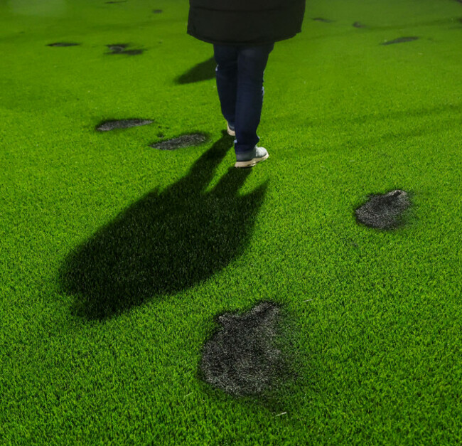 a-view-of-the-pitch-after-the-game-after-flares-from-drogheda-fans-burnt-the-pitch
