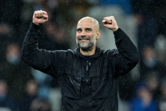 manchester-uk-21st-feb-2026-pep-guardiola-manager-of-manchester-city-celebrates-their-2-1-win-with-the-fans-during-the-premier-league-match-manchester-city-vs-newcastle-untied-at-etihad-stadium-m