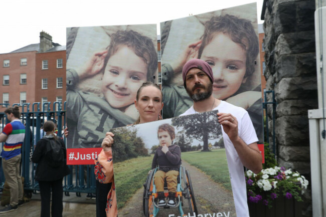 harvey-morrison-sherratts-parents-gillian-sherratt-and-stephen-morrison-during-a-justice-for-harvey-march-in-dublin-city-centre-the-march-is-in-memory-of-harvey-morrison-sherratt-a-nine-year-old-w