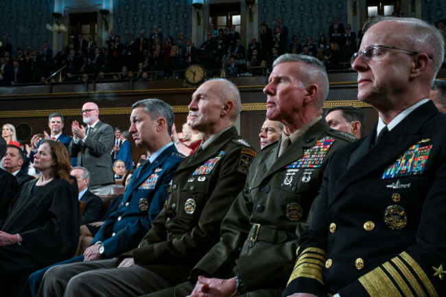 united-states-air-force-general-dan-caine-chair-joint-chiefs-of-staff-gen-randy-a-george-the-army-chief-of-staff-gen-eric-m-smith-commandant-of-the-marine-corps-and-adm-daryl-l-caudle-ch