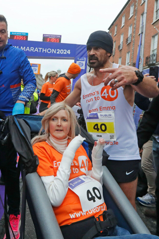 actor-colin-farrell-with-his-close-friend-emma-fogarty-after-running-in-the-irish-life-dublin-marathon-in-dublin-to-raise-money-for-people-living-with-epidermolysis-bullosa-eb-a-rare-genetic-skin