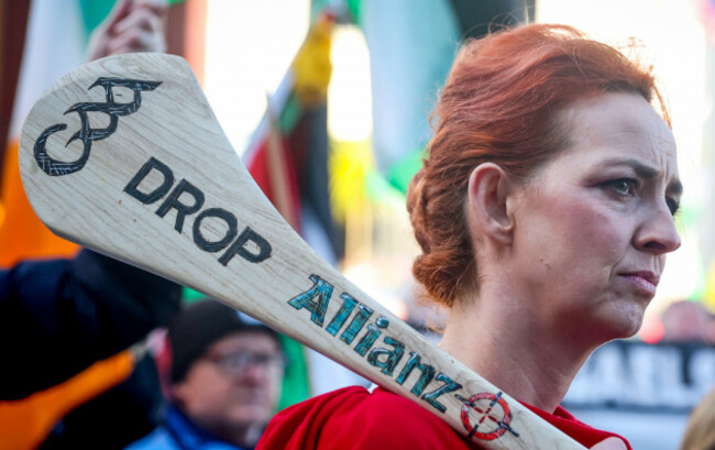 a-view-of-the-protest-outside-croke-park-against-allianzs-sponsorship-of-the-gaa