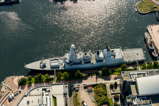 an-aerial-view-of-the-type-45-guided-missile-destroyer-hms-duncan-docked-in-cardiff-during-the-nato-summit-of-2014
