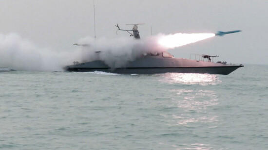 february-16-2026-strait-of-hormuz-persian-gulf-iran-a-boat-firing-a-missile-during-a-military-drill-in-the-persian-gulf-southern-iran-the-islamic-revolutionary-guard-corps-irgc-conducted-a-la