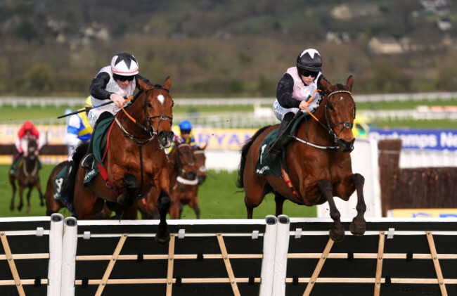 file-photo-dated-13-03-2025-of-bob-olinger-right-both-defending-champion-bob-olinger-and-former-winner-teahupoo-are-firmly-on-course-for-the-paddy-power-stayers-hurdle-as-leading-owner-brian-ache