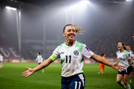 utrecht-netherlands-march-7-katie-mccabe-of-republic-of-ireland-celebrates-after-scoring-her-teams-first-goal-during-the-2027-fifa-womens-world-cup-qualifier-match-between-netherlands-and-republ