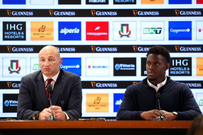 england-head-coach-steve-borthwick-left-and-player-maro-itoje-during-a-press-conference-following-the-guinness-mens-six-nations-match-at-stadio-olimpico-rome-picture-date-saturday-march-7-2026