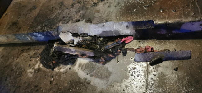 St. Michaels Church Fire Diesel oil cloths and damage to step.