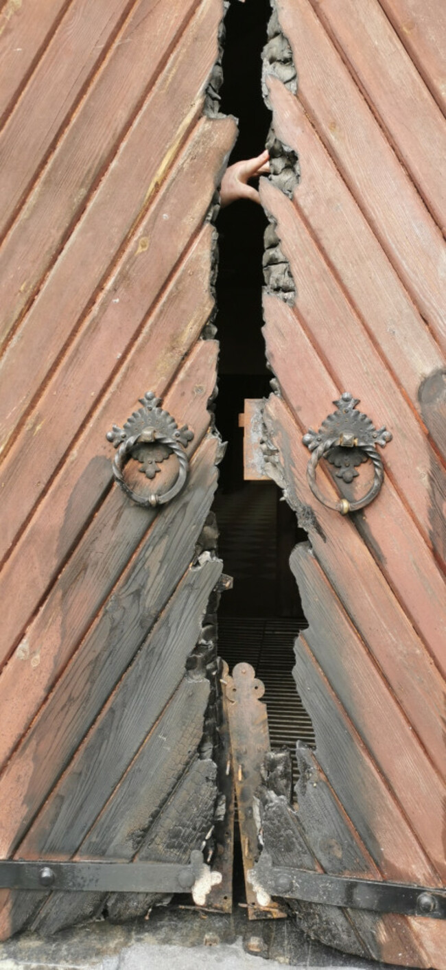 St. Michaels Church damage to door.